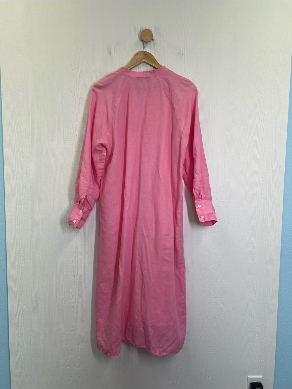 Zara - Pink Button Down Long Sleeve Oversized Lightweight Midi Dress Size Small - Picture 9 of 10
